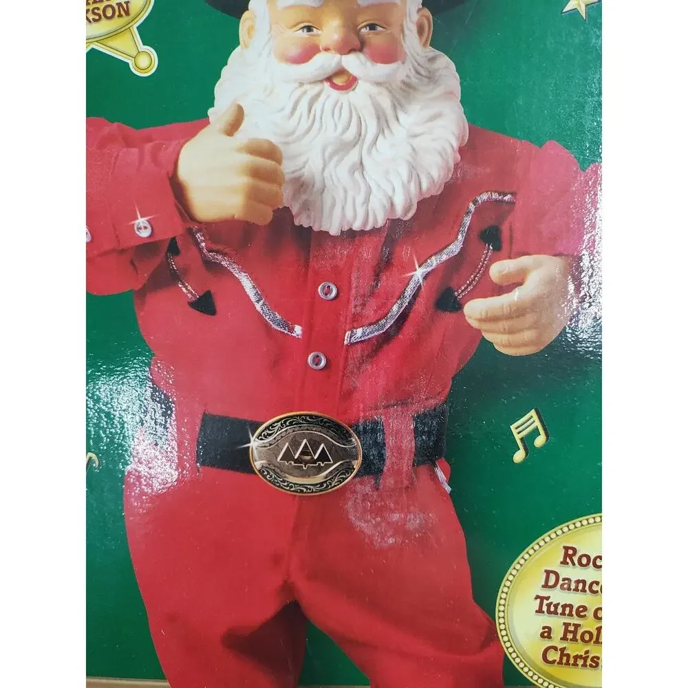 Holly Jolly Rock Santa Animated Dancing Cowboy Alan Jackson VTG 1999 Missing Hat